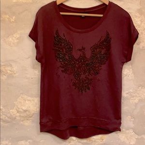 Rock & Republic Maroon Eagle Sweat Tee
